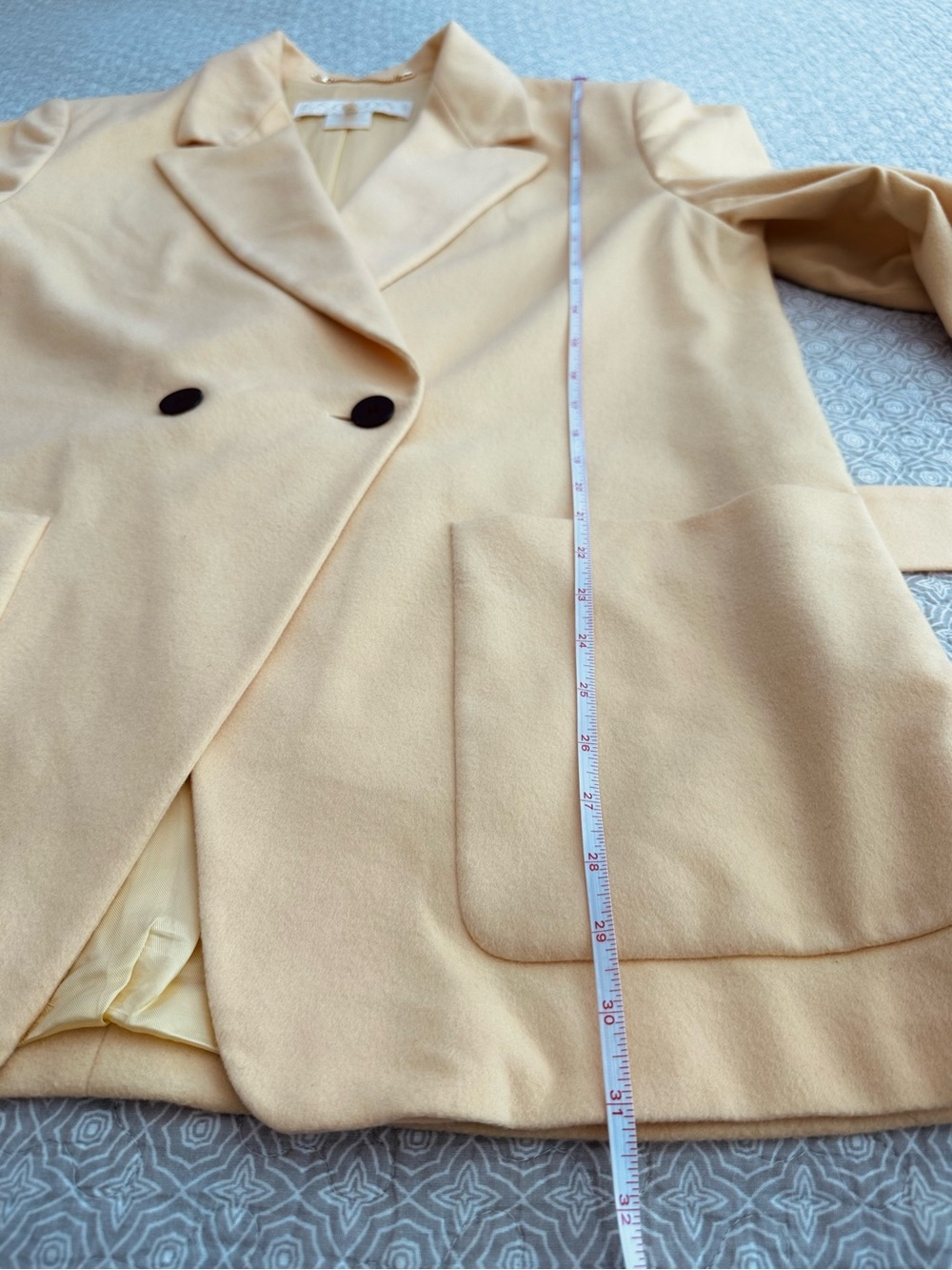 ESCADA Margaretha Ley Vintage Butter Yellow Belted Blazer Wool Cashmere 42 / 12 - Picture 10 of 14
